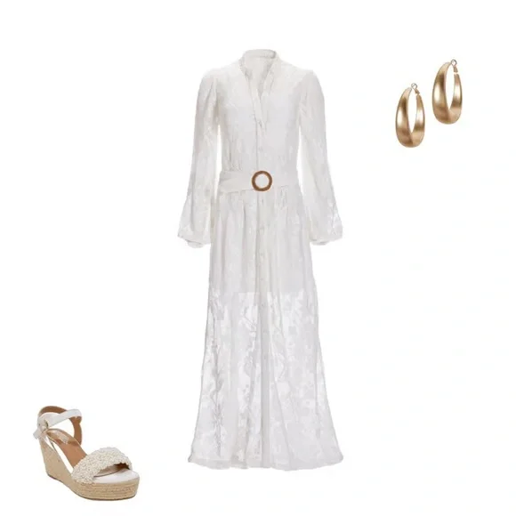 Boston Proper Lace Button Up Maxi Dress- Excellent condition worn once - Picture 6 of 12